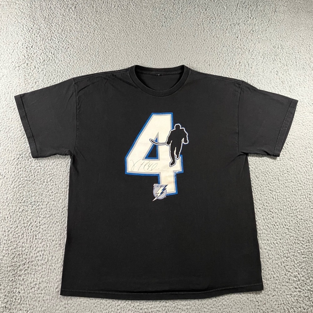 VTG Tampa‎ Bay Lightning T Shirt Men XL Black Hockey Graphic St Petersburg Times